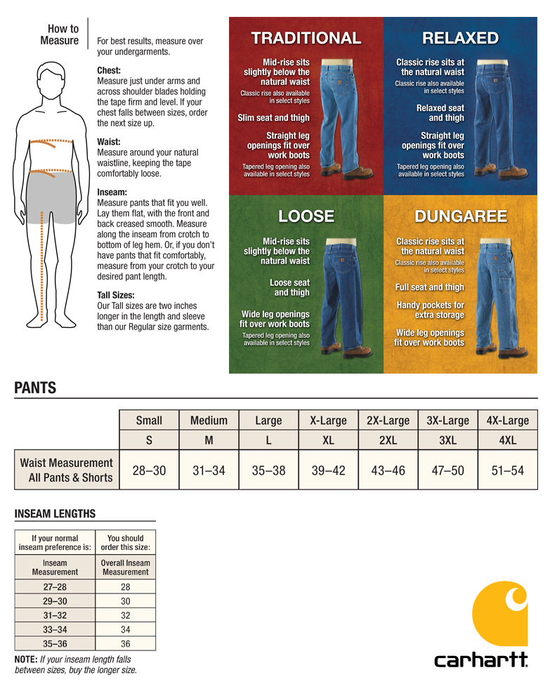 Dickie Pants Size Chart